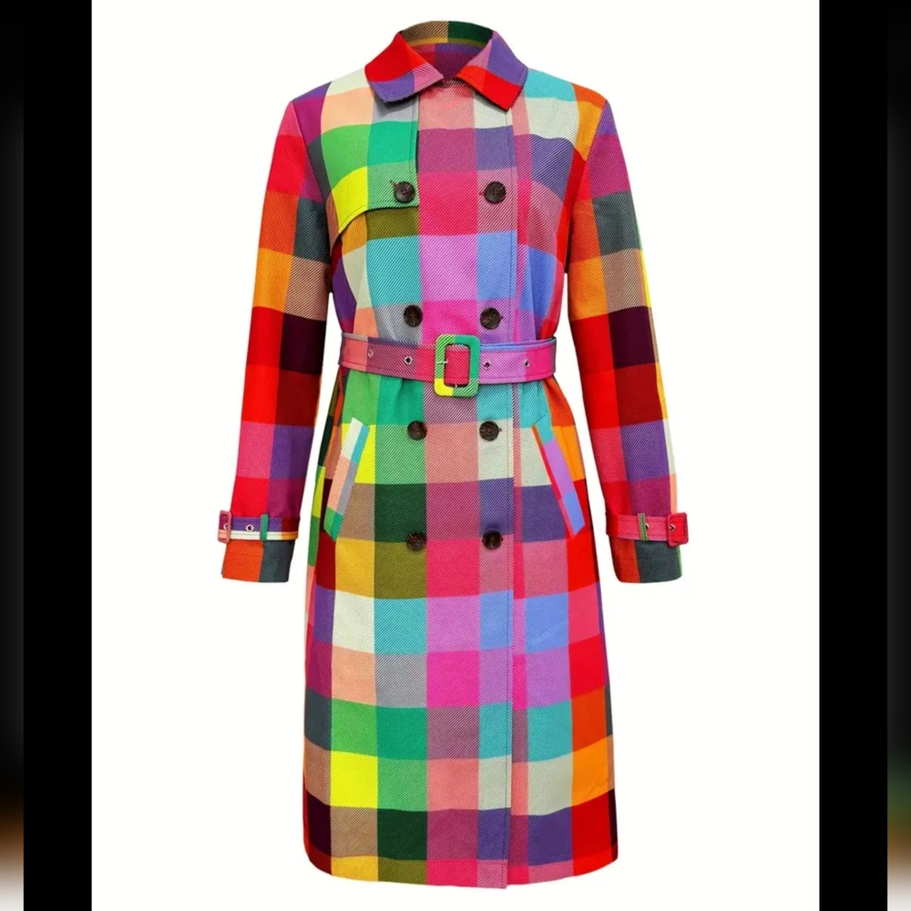Colorful Plaid Coat - Picture 3 of 12